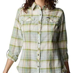 🆕Columbia Women's Camp Henry™ II LS Shirt, Stone Green Plaid, X-Small, NWT